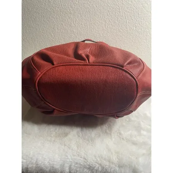 Michael Kors Leather Hobo Bag Purse Womens Red Gold Tone Hardware - Picture 3 of 9